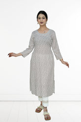 Reyon-2 side cut kurti - Brown