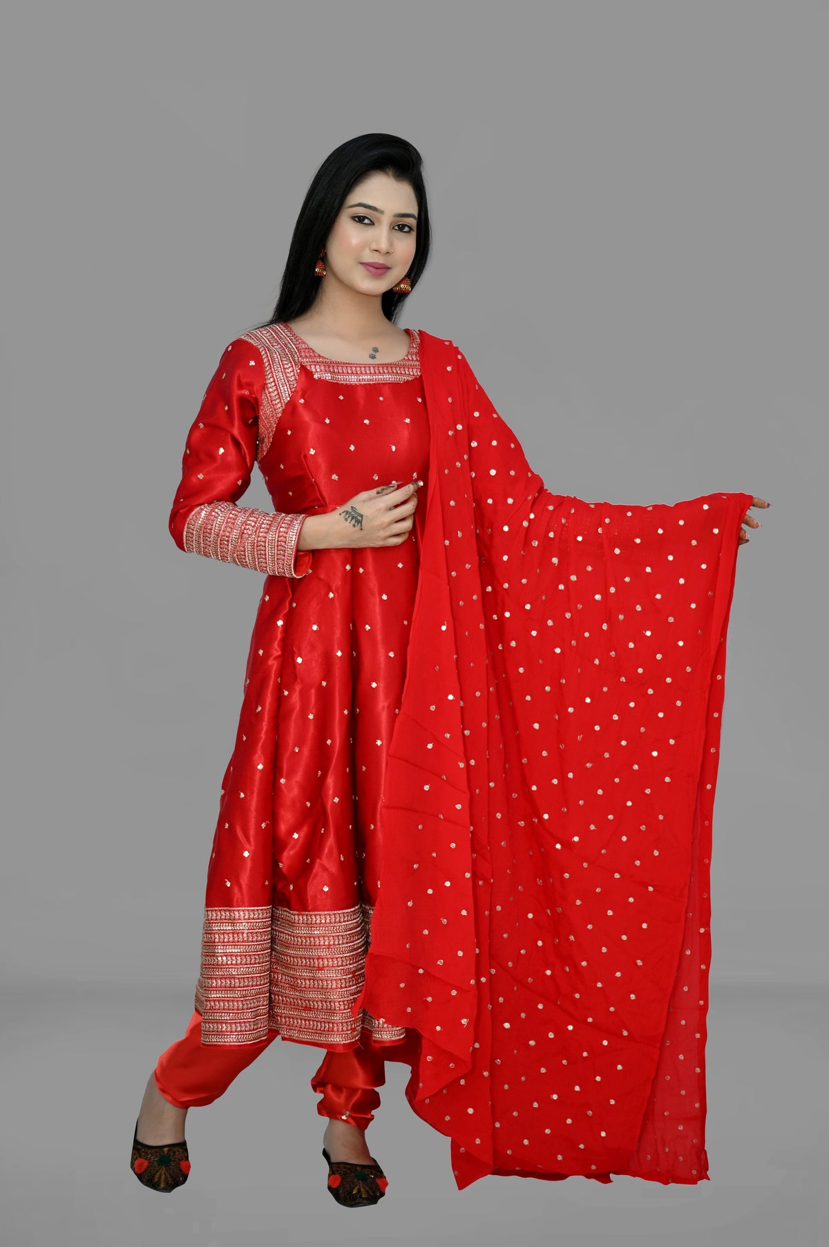 Anarkali Kurti Gajji Silk Set