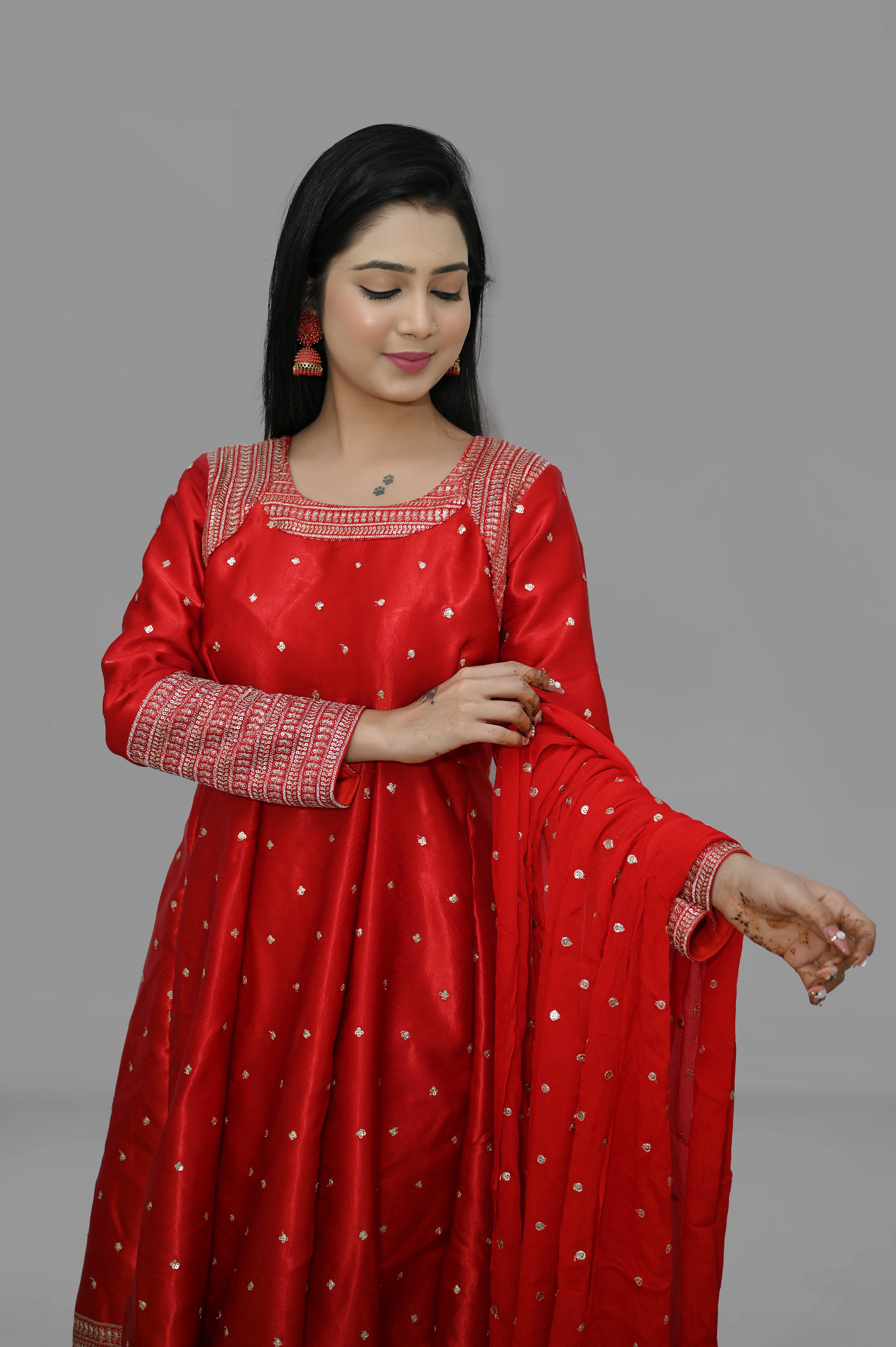 Anarkali Kurti Gajji Silk Set
