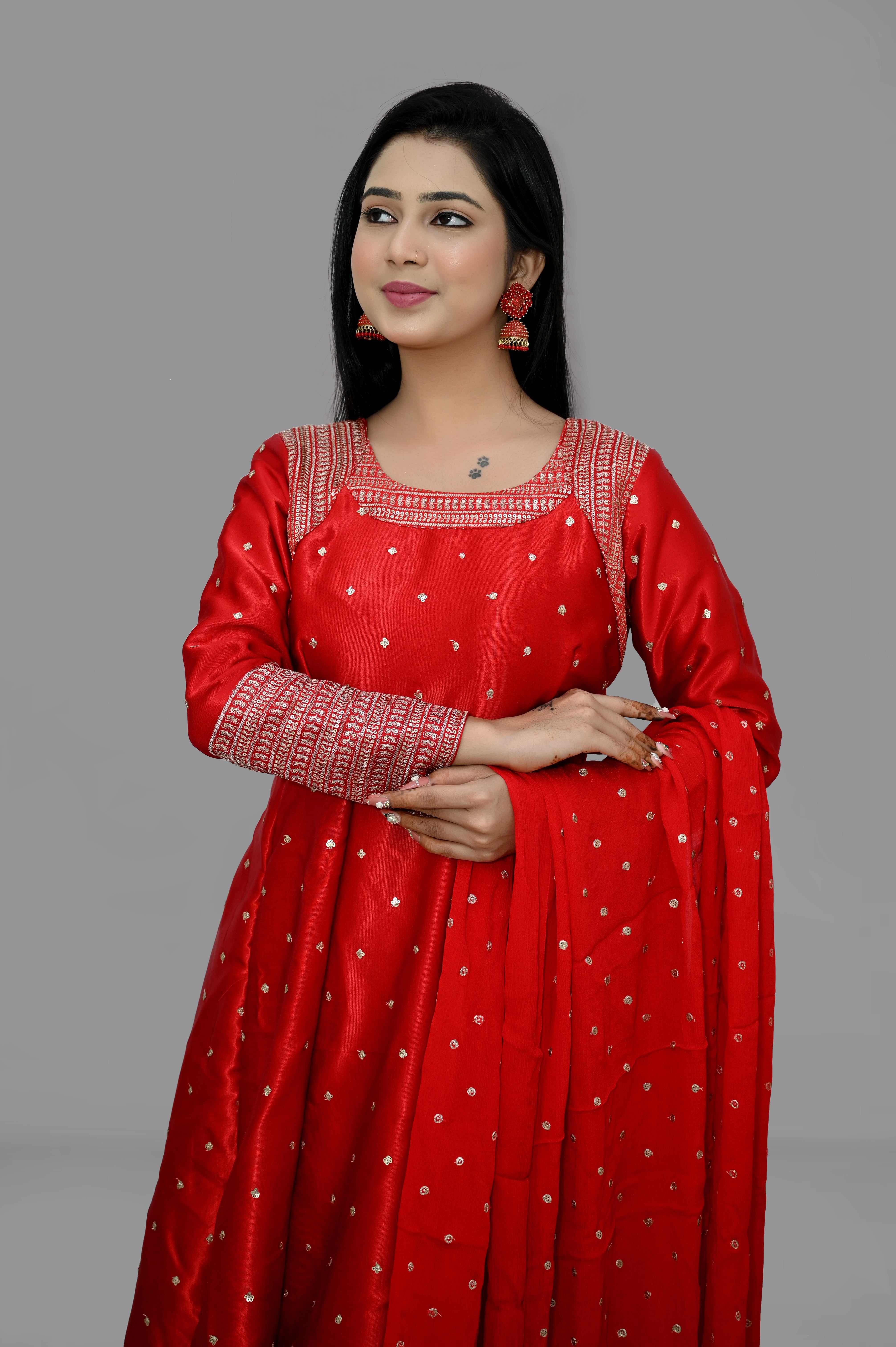 Anarkali Kurti Gajji Silk Set