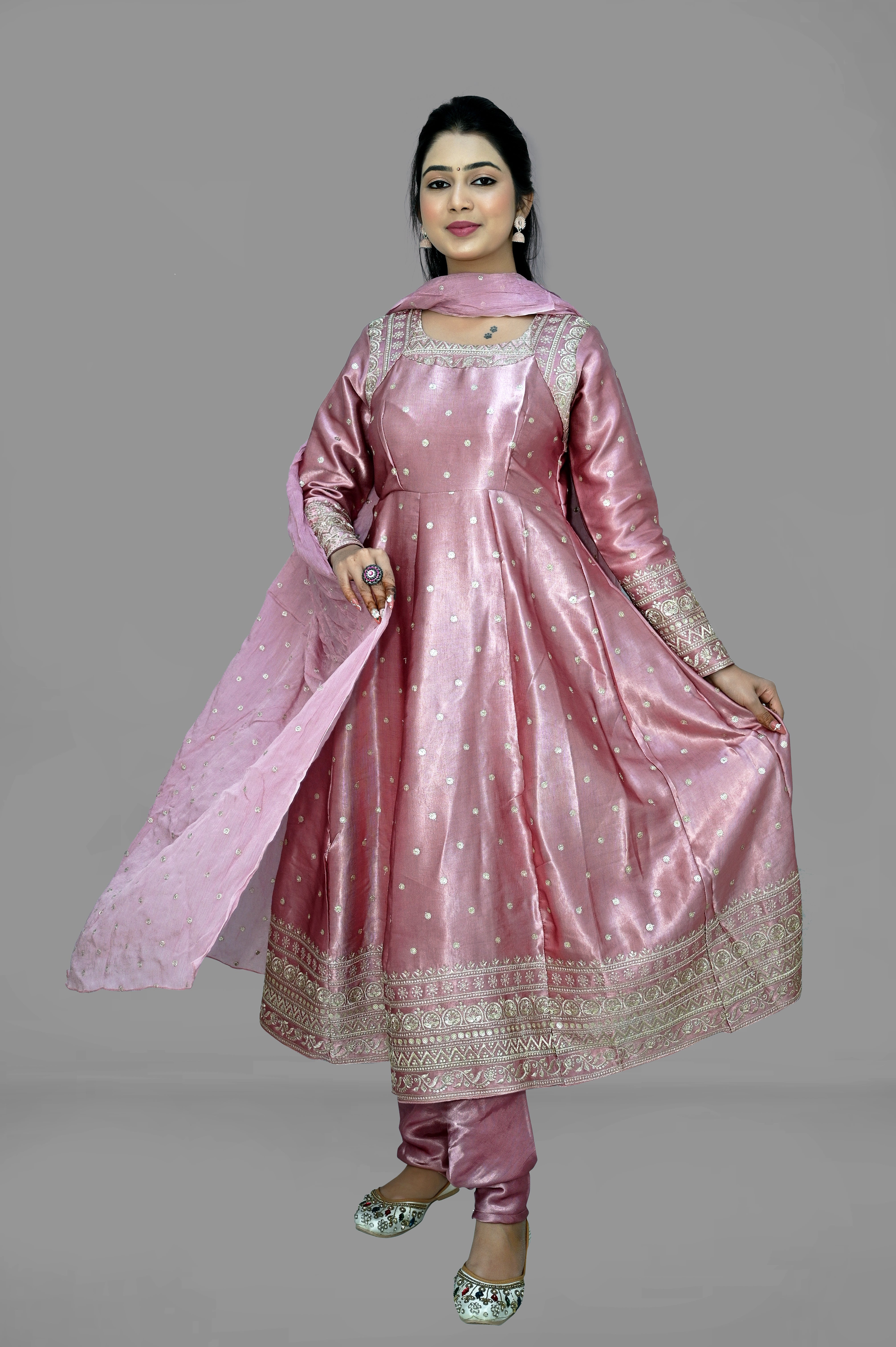 Anarkali Kurti Gajji Silk Set