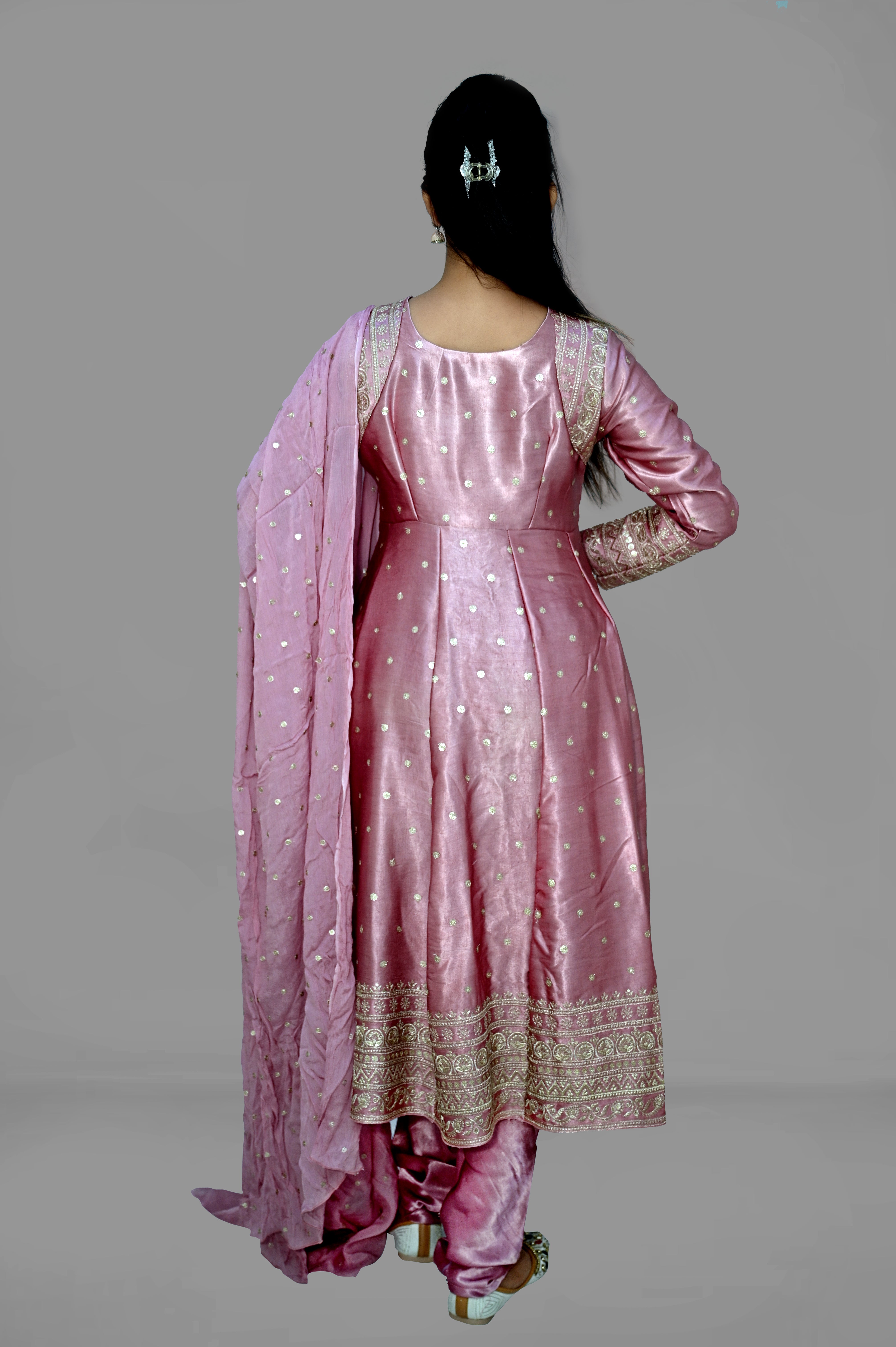Anarkali Kurti Gajji Silk Set
