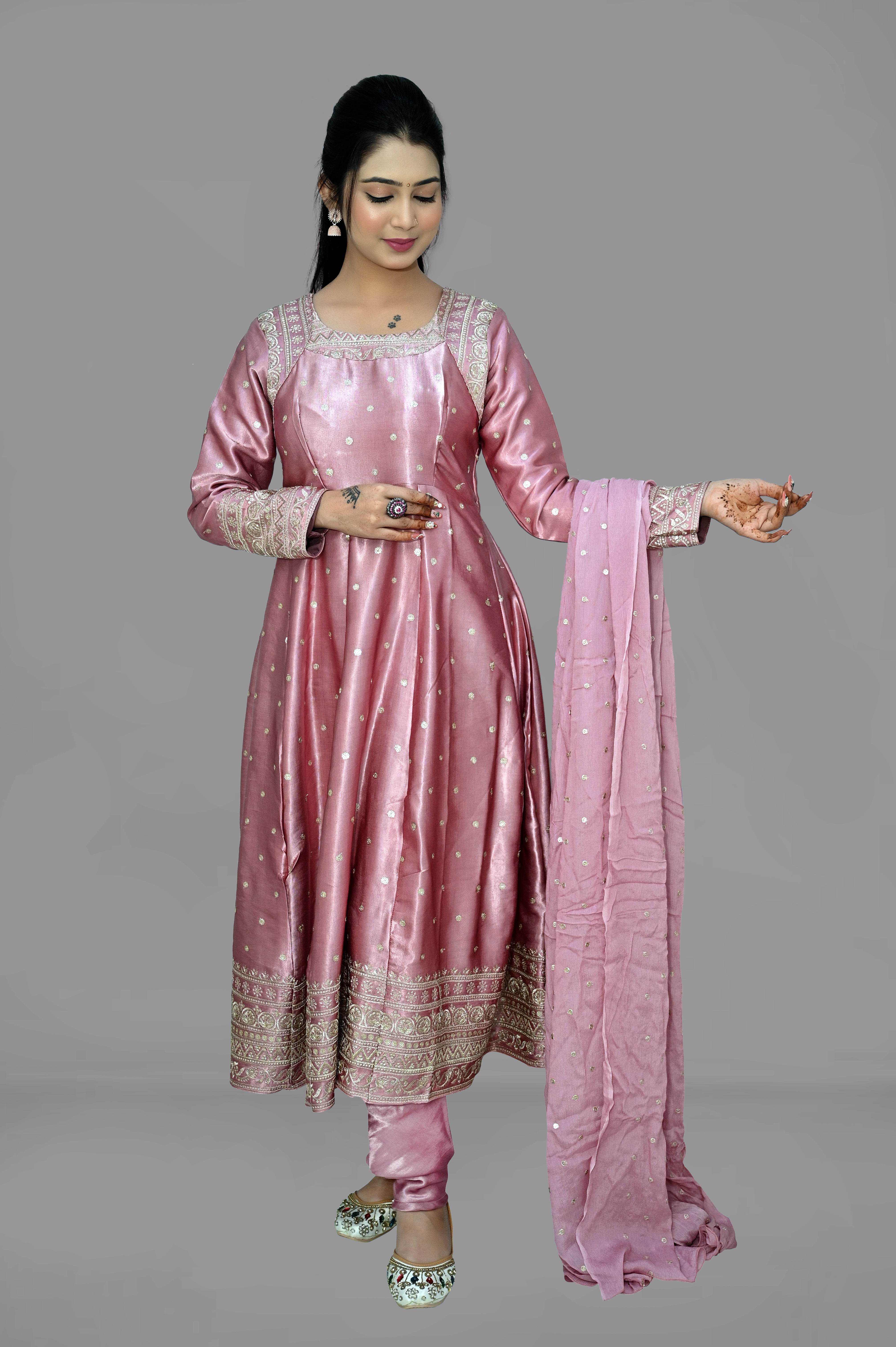 Anarkali Kurti Gajji Silk Set