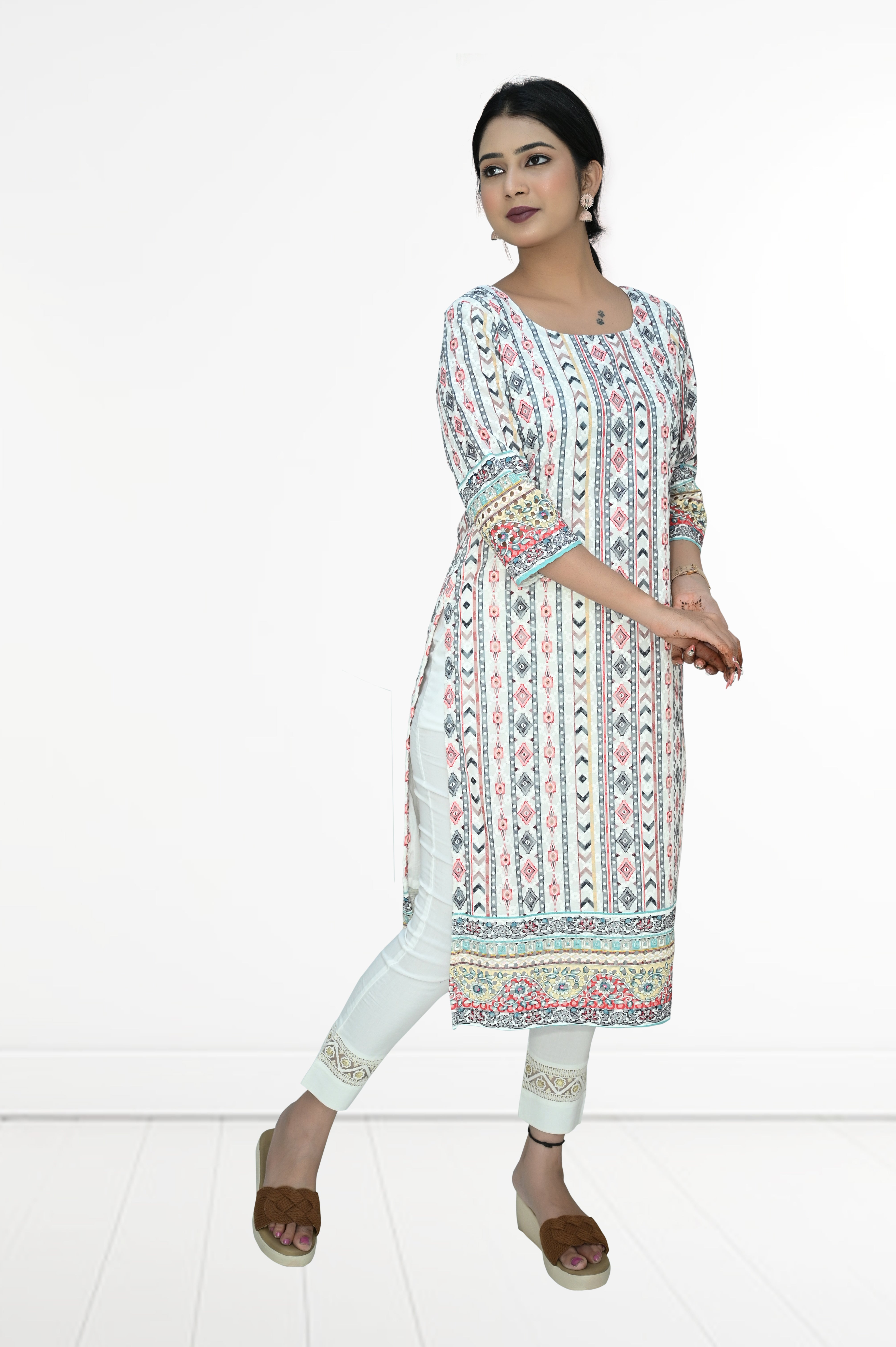 Hakoba - 2 Side Cut Kurti - Only Kurti