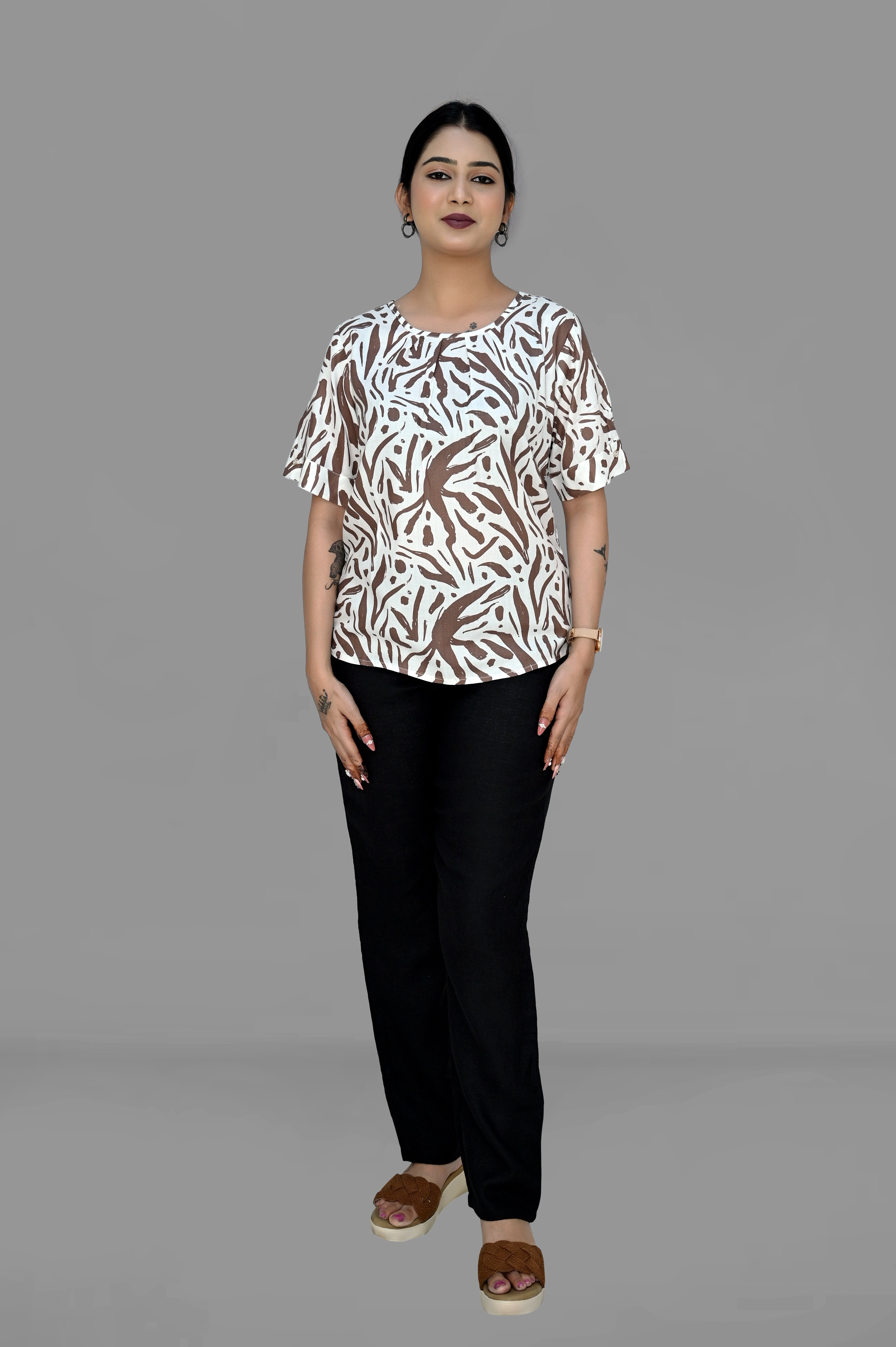 Regular crop top - Brown