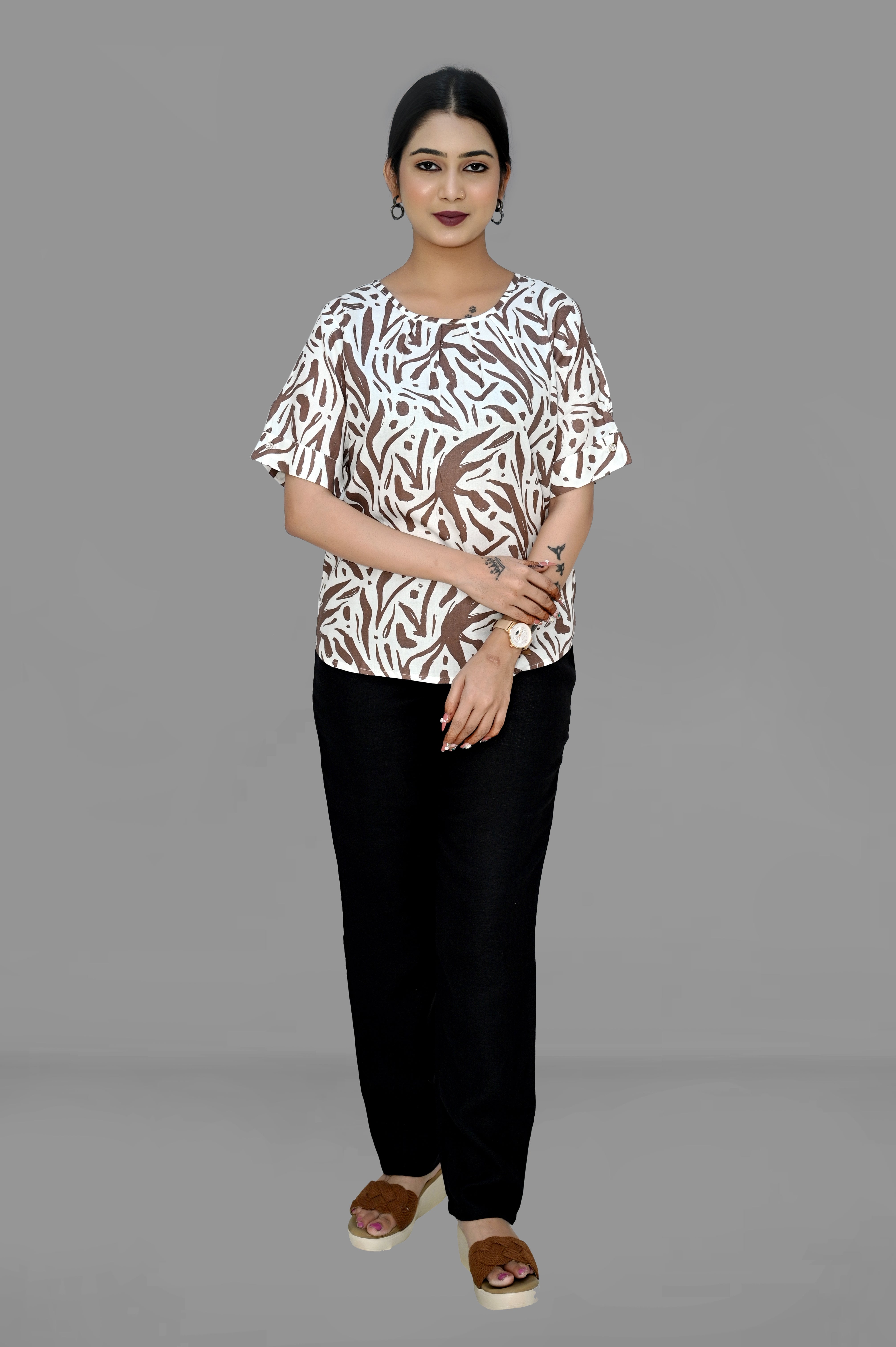 Regular crop top - Brown