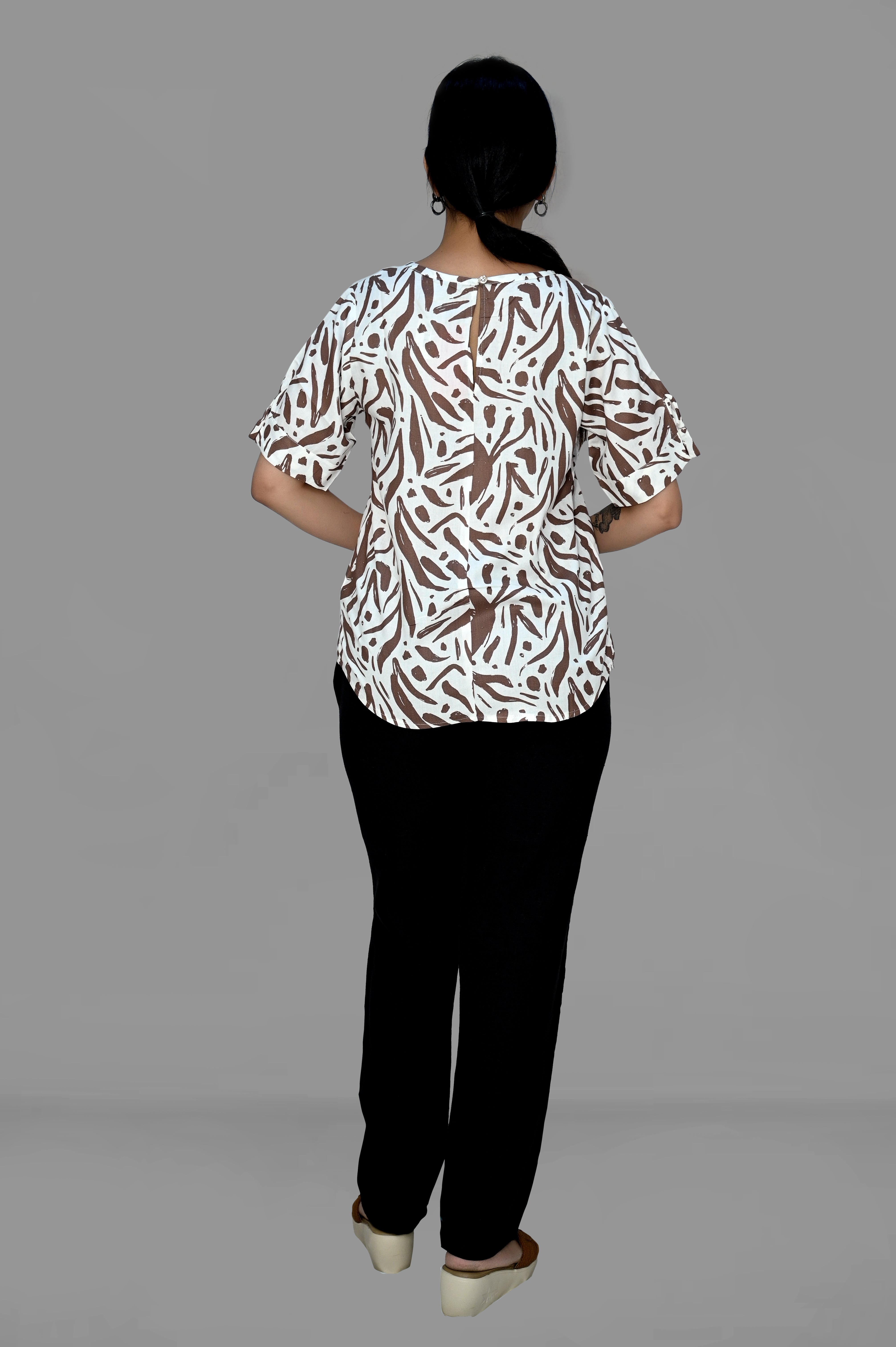 Regular crop top - Brown